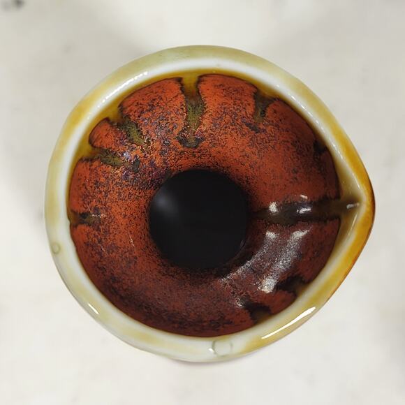 Vintage Ceramic Sake Set Brown Floral Motif Glazed Carafe Cups 3 Piece Set - Picture 5 of 16